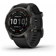 Умные часы Garmin Fenix 7S Sapphire Solar титановый угольно-серый DLC с силиконовым ремешком