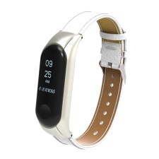 Ремешок для фитнес браслета Xiaomi Mi Band 3  Кожаный Белый