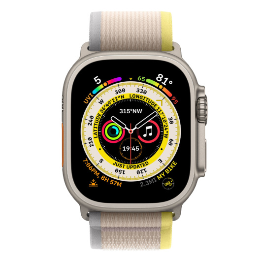 Умные часы Apple Watch Ultra GPS+Cellular 49mm Titanium Case Yellow/Beige Trail Loop M/L, (MQFE3)