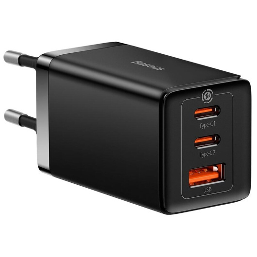 Сетевое зарядное устройство Baseus GaN5 Pro 2xUSB-C + USB, 65 Вт черное