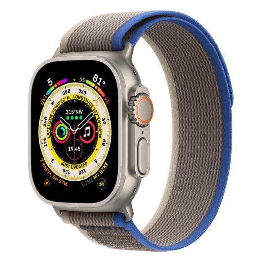 Умные часы Apple Watch Ultra GPS+Cellular 49mm Titanium Case  Blue/Gray Trail Loop M/L, (MQFF3)