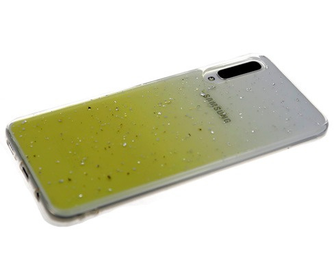 Чехол силиконовый прозрачный с блестками для Xiaomi Redmi Note 9 Желтый