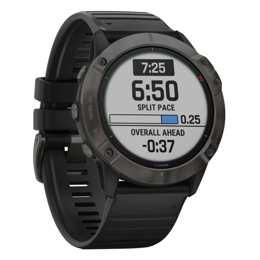 Умные часы Garmin Fenix 6X Pro Solar титановый DLC Wi-Fi NFC, серый/черный