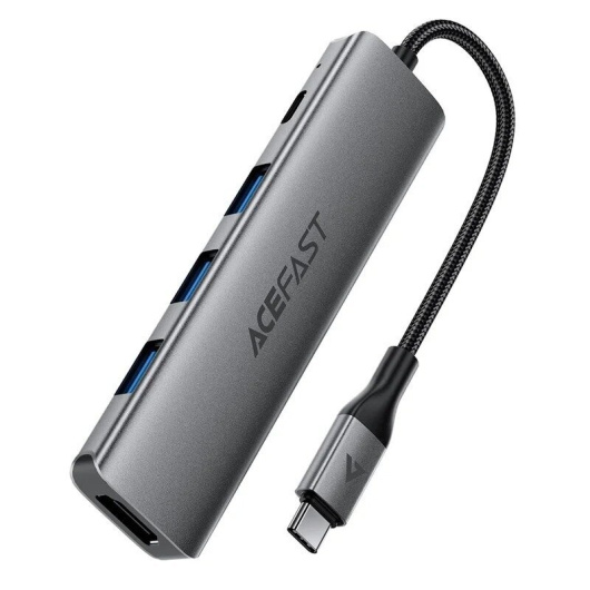 Хаб ACEFAST J16 USB-C 5-in-1 HUB docking station - Metal gray