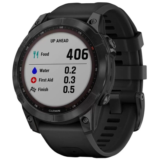 Умные часы Garmin FENIX 7 Sapphire Solar титановый черный DLC с черным ремешком