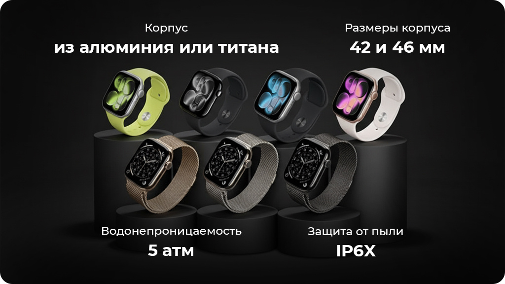 Умные часы Apple Watch Series 11 42 мм Jet Black Aluminium Case with Sport Band Black S/M