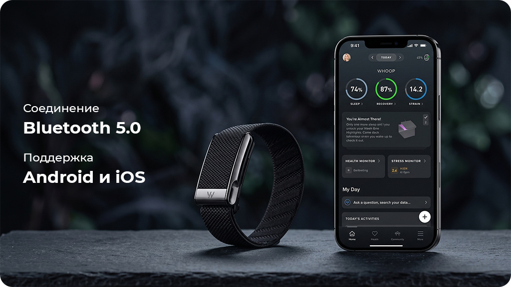Фитнес-браслет Whoop 5.0 LIFE MG Черный (+подписка 12 месяцев)