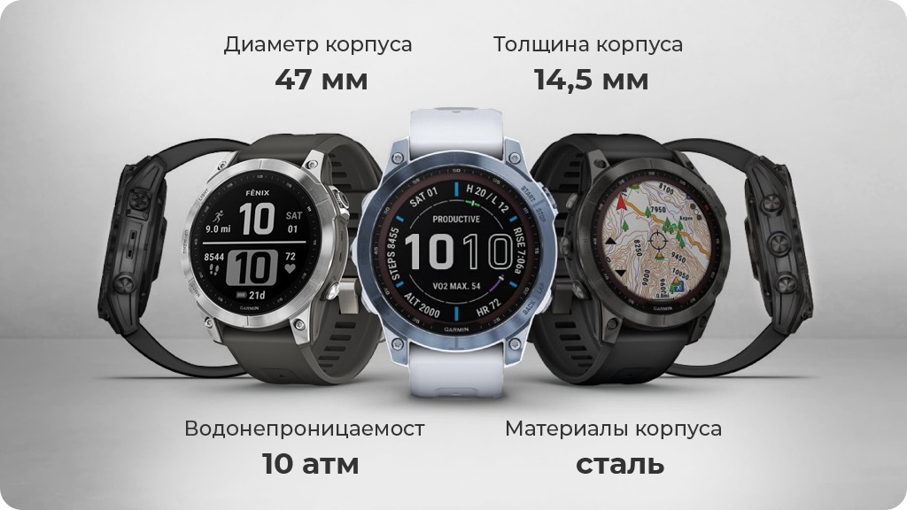 Умные часы Garmin Fenix 7 Solar титановый черный с черным ремешком