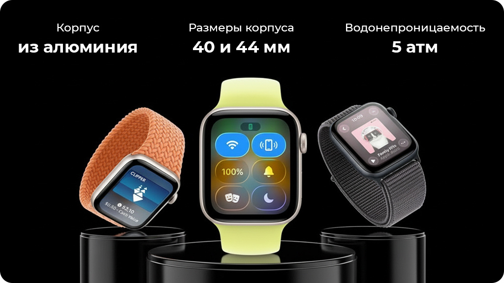 Умные часы Apple Watch SE 3 (2025) 44мм Starlight Aluminum Case with Midnight Sport Band, M/L