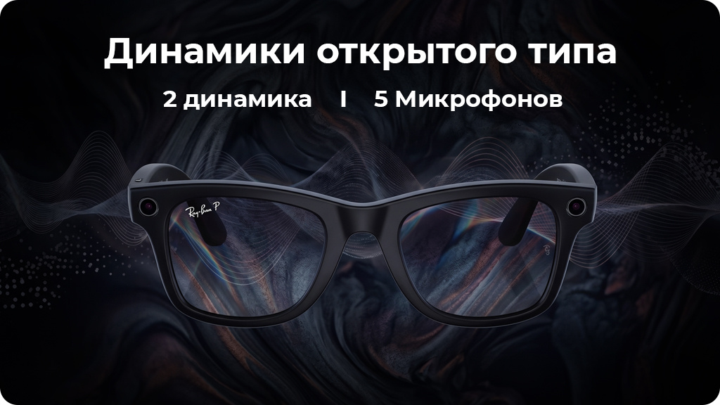 Умные очки с камерой Ray Ban Wayfarer Shiny Black/Clear (150-50)
