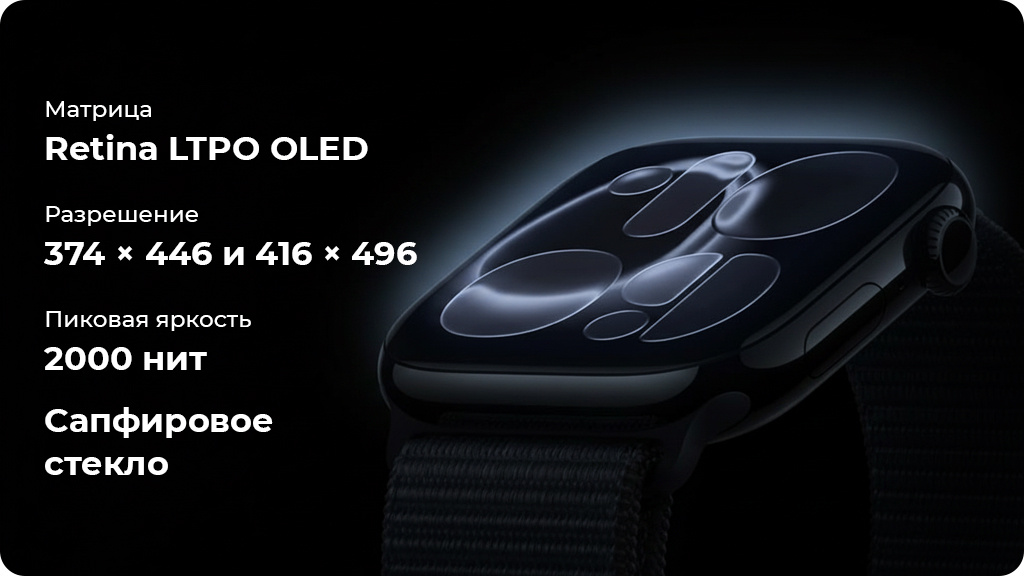 Умные часы Apple Watch Series 11 42 мм Jet Black Aluminium Case with Sport Band Black S/M